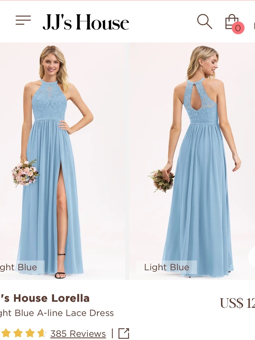 JJs House Periwinkle Blue Lace Bodice Maxi Dress
